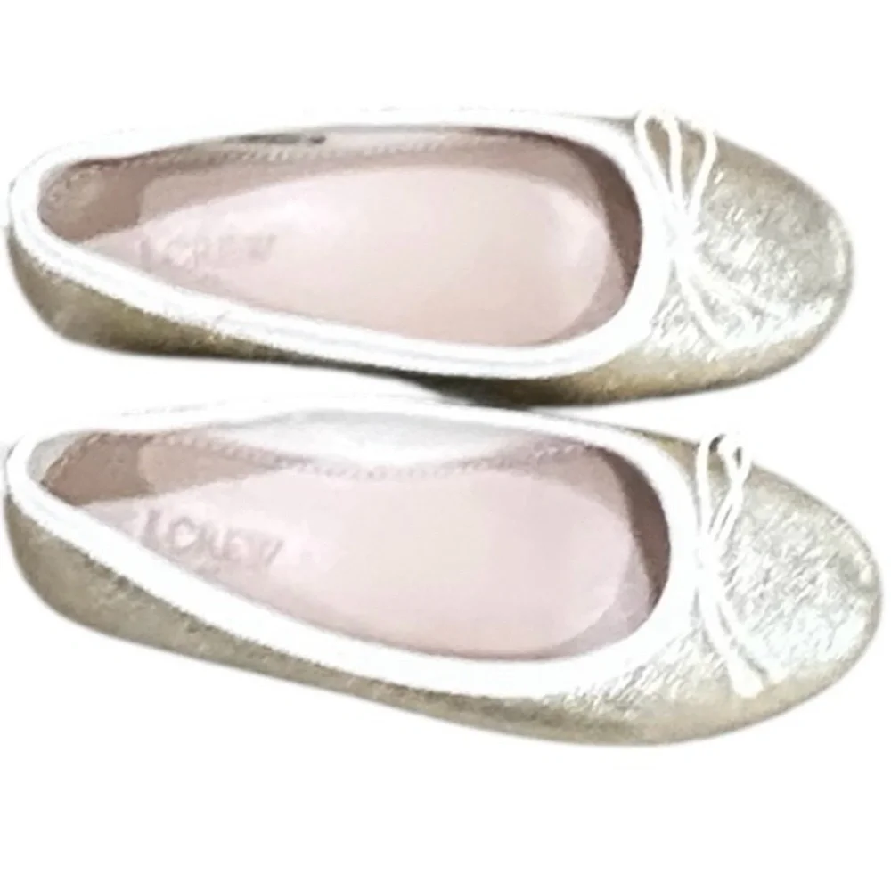 J. Crew Crewcuts Gold ballet slip on Dress Shoes with mini bow size 12(girls)